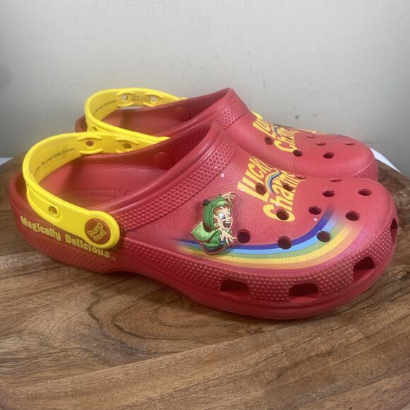 Crocs Lucky Charms Womens Red Yellow Size 9 Classic Clogs Sandals - Picture 1 of 12
